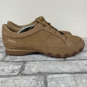 Skechers Bikers Contained Relaxed Fit Lace Up Oxford Sneakers Brown women’s 9